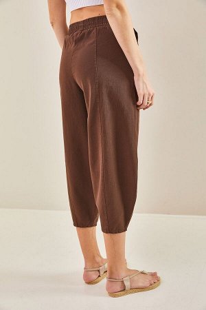 Женские парусиновые брюки с эластичной талией 40501036