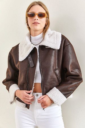 Женское ламинированное плюшевое пальто на молнии 2248 40111017