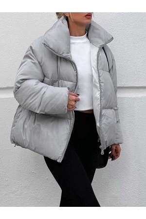 Женское надувное пальто с украшенным воротником 40071027