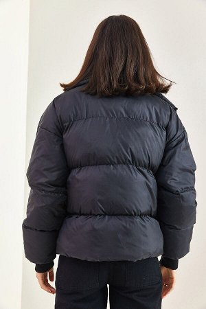 Bianko Lucci Женские надувные пальто с двойным воротником и двойным воротником на молнии, детализированные надувные пальто 40081075