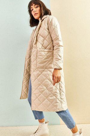 Женское длинное стеганое пальто 40041005