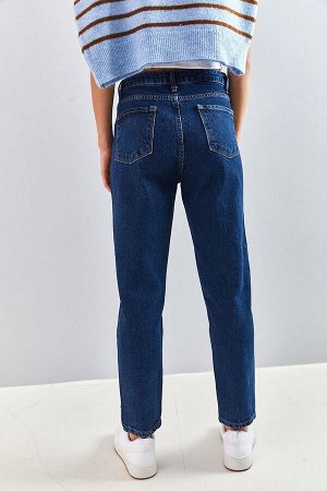 Женские джинсы Mom с высокой талией и манжетами 40081038