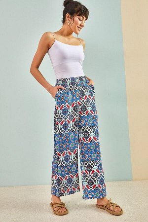 Женские широкие брюки с разноцветным рисунком 30951028