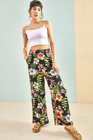 Женские брюки с эластичной талией и разноцветными узорами 30961001
