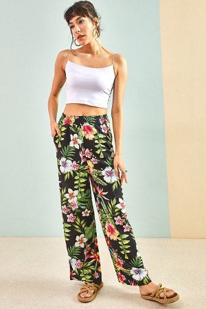 Женские брюки с эластичной талией и разноцветными узорами 30961001
