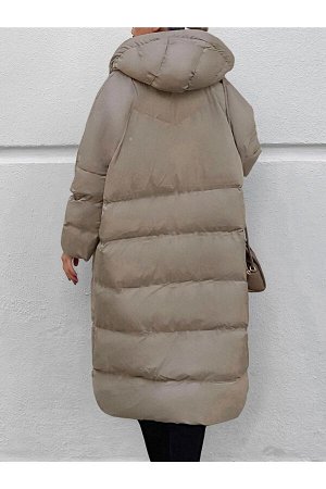 Женская длинная пуховая куртка с капюшоном и рукавами "летучая мышь" 40071026