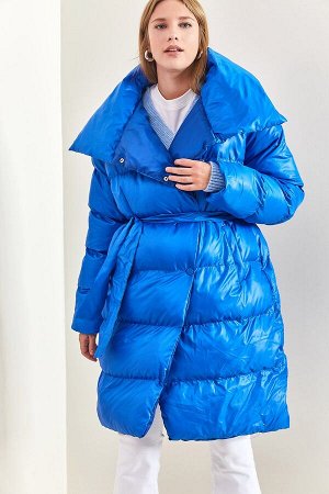 Женское надувное пальто с длинным поясом 40111036
