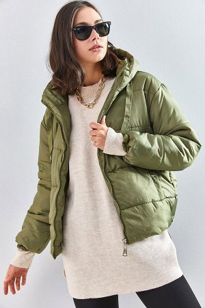 Женское надувное пальто с капюшоном и эластичной талией 5117 40081068