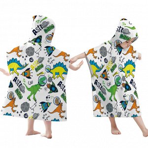Пляжное полотенце-пончо для детей, принт "Динозавры"
