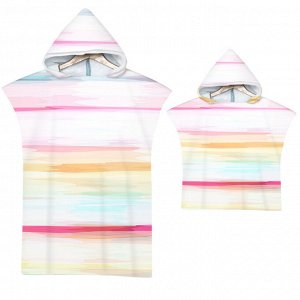 Пляжное полотенце-пончо для детей, принт "Цветные полосы" (1 шт)