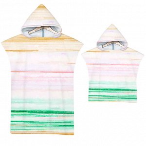 Пляжное полотенце-пончо для детей, принт "Цветные полосы" (1 шт)