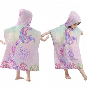 Пляжное полотенце-пончо для детей, принт &quot;Хвост русалочки&quot;