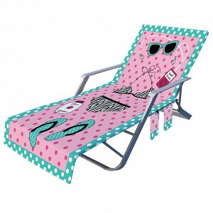 Накидка на пляжный стул, цвет розовый, принт "Пляжные аксессуары"