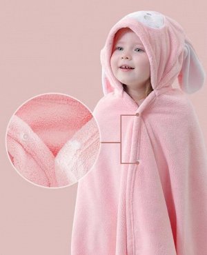 Детское полотенце с капюшоном, цвет розовый