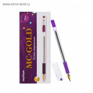 Ручка шариковая "MC-GOLD" фиолетовая 0,5 мм, грип, штрих-код