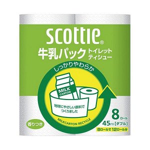 Туалетная бумага из переработанной целлюлозы Crecia "Scottie" с легким ароматом, двухслойная 8 рул (45м) / 8