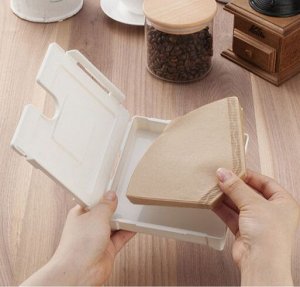 Бокс для хранения фильтр - пакетов кофеварок на магните БЕЛЫЙ (14,0Ш × 3,7Д × 15В см), 1 шт. Япония