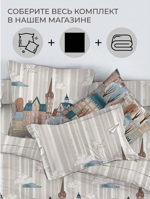 Простыня на резинке 090*200 см, перкаль, борт 25 см (Таун)
