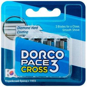 DORCO Кассеты для бритья Pace CROSS 3, с 3 лезвиями для станка CROSS  (4 шт)  NEW