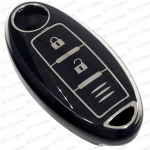 Чехол на смарт-ключ Nissan, полиуретан, 3 кнопки, чёрный