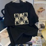 Футболка с принтом свободного кроя черная