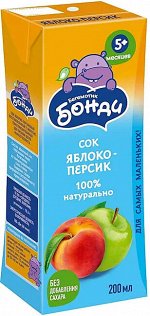 БОНДИ Сок яблоко-персик 0.2л/27
