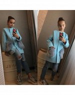 Пальто для девочки голубое модель 30314862
