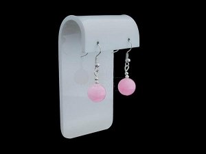 64006-14 Серьги шарик розовый кварц 12 мм