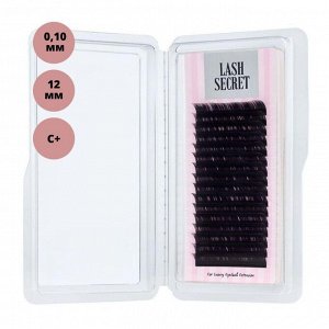 Lash Secret Ресницы для наращивания, одна длина, 16 линий, 0,10/C+/12 мм, чёрный
