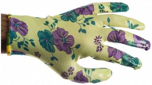 Садовые перчатки GRINDA, прозрачное нитриловое покрытие, зелёные, размер L-XL