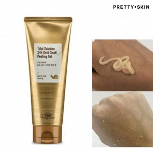 PrettySkin Гель пилинг для лица с Gel Peeling Total Solution 24K Gold Snail, 150 гр