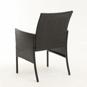 Набор мебели: Стол и 2 кресла коричневого  цвета с белой подушкой