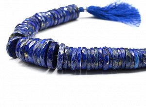 Бусины из лазурита афганского диски с гранями 13-20мм, 20см, 68 бусин