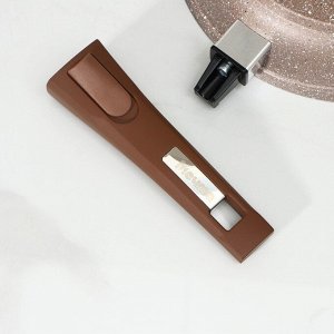 Сковорода «Гранит», d=22 см, съёмная ручка, стеклянная крышка, антипригарное покрытие, цвет коричневый