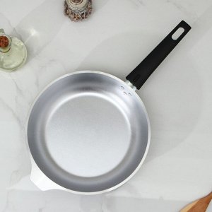 Сковорода, d=24 см, стеклянная крышка, съёмная ручка, цвет серый