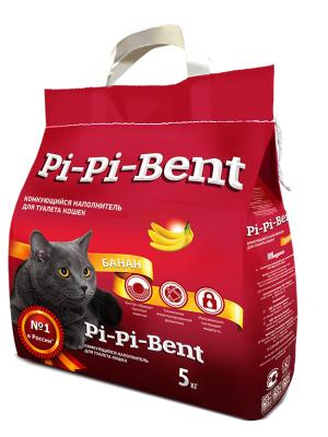 Наполнитель комкующийся для туалета кошек "Pi-Pi-Bent Банановый" крафт-пакет 5 кг