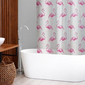 Штора для ванной комнаты SAVANNA «Фламинго», с люверсами, 180x180 см, PEVA