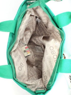 Сумка женская текстиль BoBo-6681-1,  1отд,  4внеш карм,  плечевой ремень,  зеленый 255274