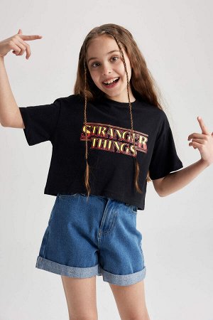 Укороченная футболка с короткими рукавами для девочек «Очень странные дела»