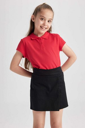 Хлопковая красная футболка-поло с коротким рукавом