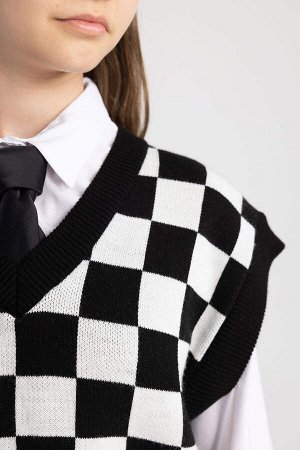 Вязаный свитер с v-образным вырезом для девочек