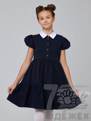 1166Q-1 Платье школьное короткий рукав (синий)