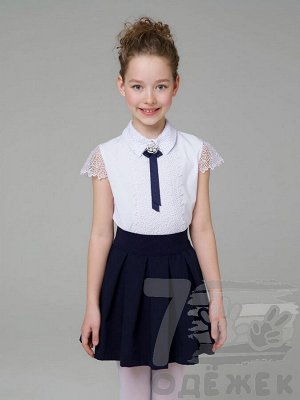 272-1 Блузка для девочки короткий рукав (белый)