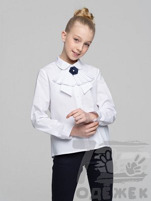 1086 Блузка для девочки с длинным рукавом (белый)