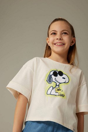 Укороченная футболка с коротким рукавом Snoopy для девочек