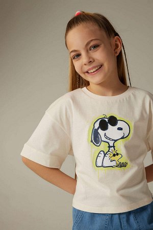 Укороченная футболка с коротким рукавом Snoopy для девочек