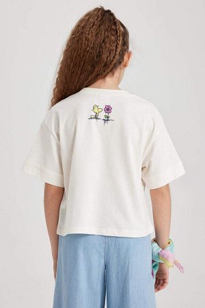 Укороченная футболка с коротким рукавом Snoopy для девочек