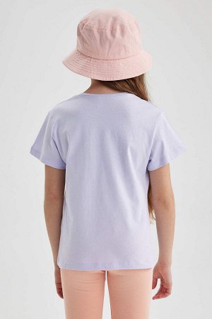Хлопковая футболка с короткими рукавами и принтом бабочки для девочек