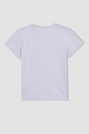 Хлопковая футболка с короткими рукавами и принтом бабочки для девочек