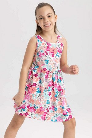 Хлопковое платье без рукавов с узором для девочек